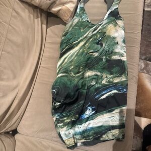 Nicole Miller Green and Gray Patterned Dress